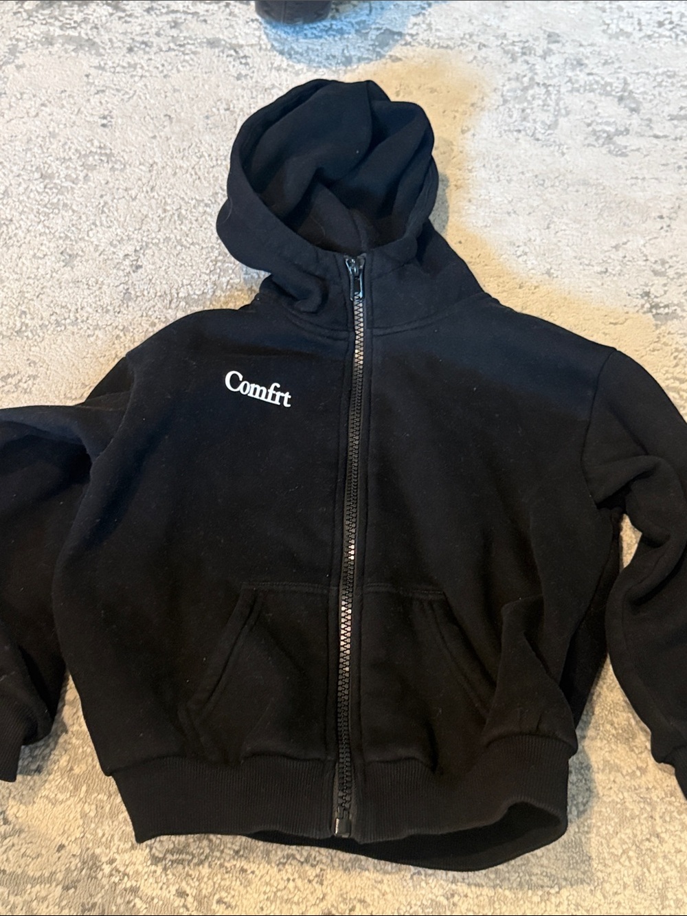 Kids Black Comfit Full-Zip Hoodie with Hood